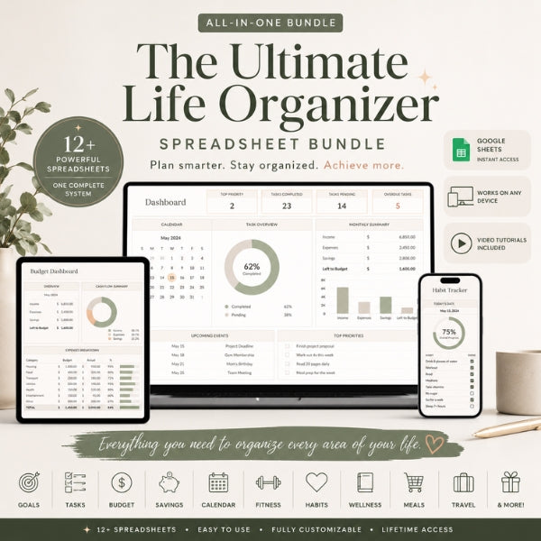 The Ultimate Life Organizer Spreadsheet Bundle