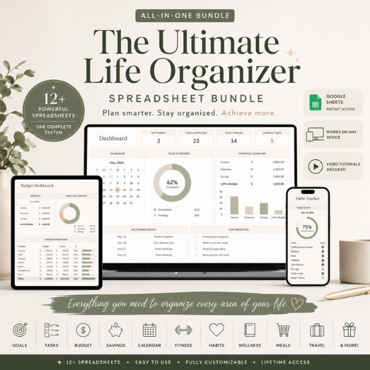 The Ultimate Life Organizer Spreadsheet Bundle